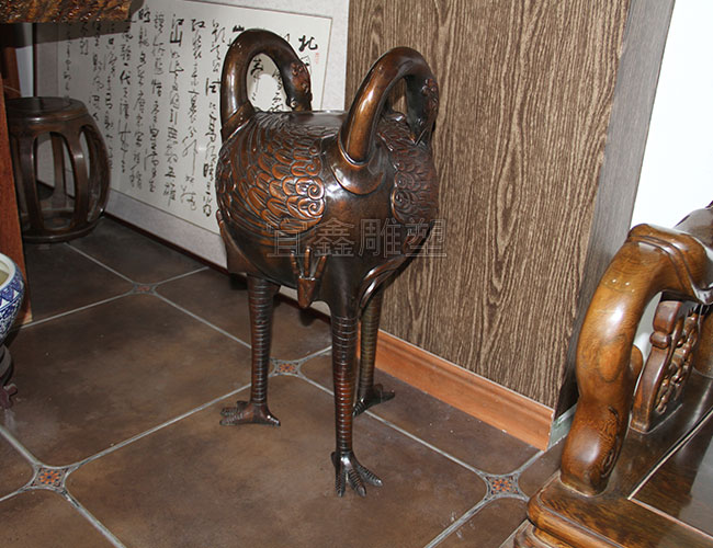 铜雕工艺品香炉-双鹤